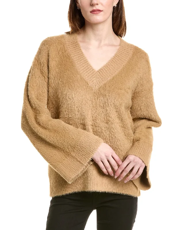 Women's Holiday Attire Love Token Fuzzy Eyelash Sweater