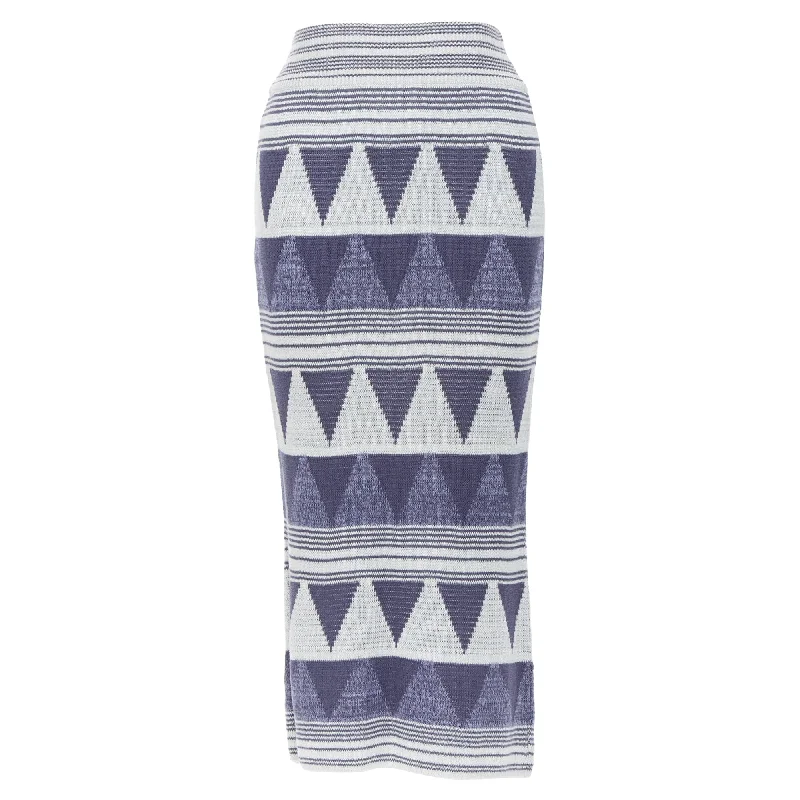 Trendy Women's Fashion Issey Miyake Vintage Ethnic Geometric Cotton Knit Midi Skirt