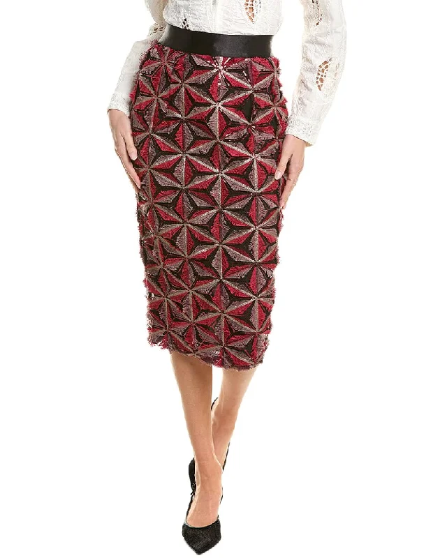 Women's Elegant Evening Attire Gracia Sequin Beaded Pinwheel Midi Skirt