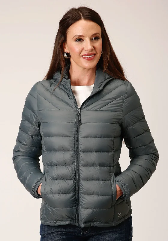 Classic Clothes For Women Roper Womens Parachute Down Silver Sage 100% Nylon Softshell Jacket