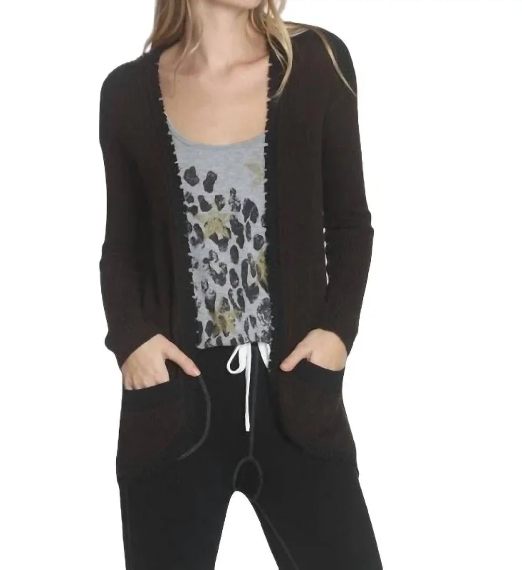 Affordable Luxury Women's Garments Parker Fray Cardigan In Brown/black