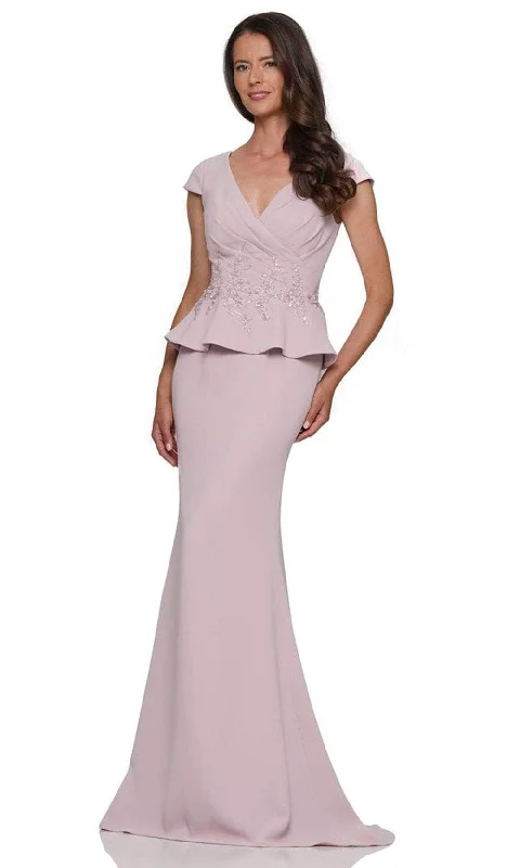 Women's Transitional Attire Rina di Montella RD2971 - Embroidered Peplum Detailed Long Gown