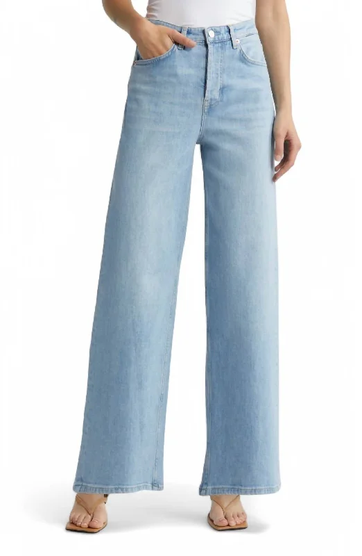 Women's Cozy Winter Attire The Getty High Rise Wide Leg Jean In Blue Mist