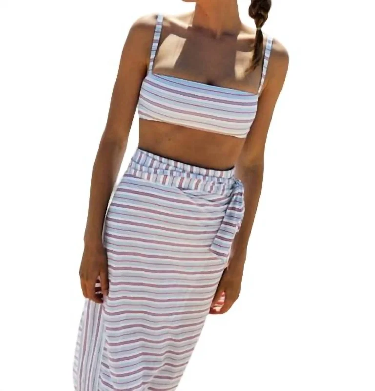 Women's Clothing For Everyday Wear Vintage Stripe Bandeau Bikini Top In Multi