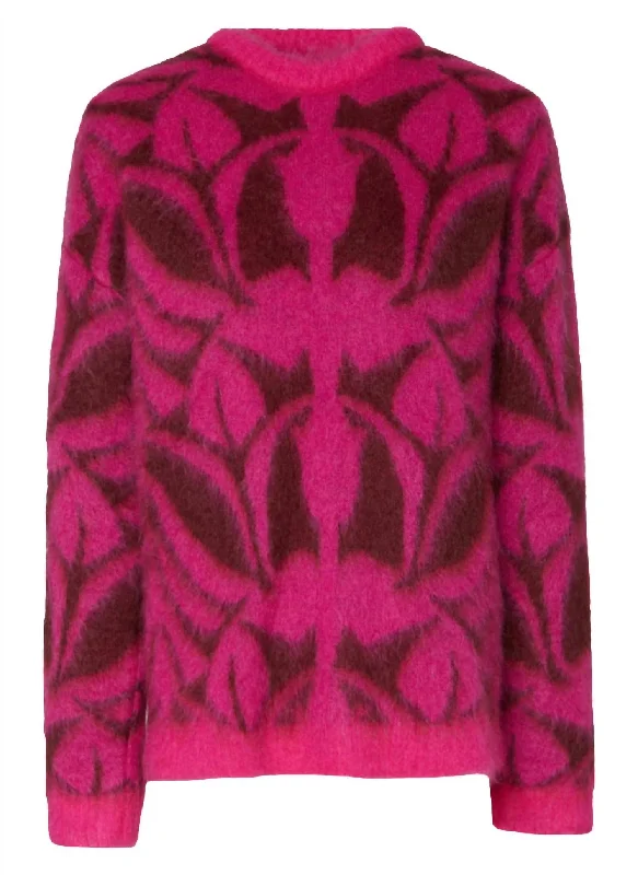 Casual Women's Clothing Camden Jumper In Fuchsia & Bordeaux In Brushed Wool