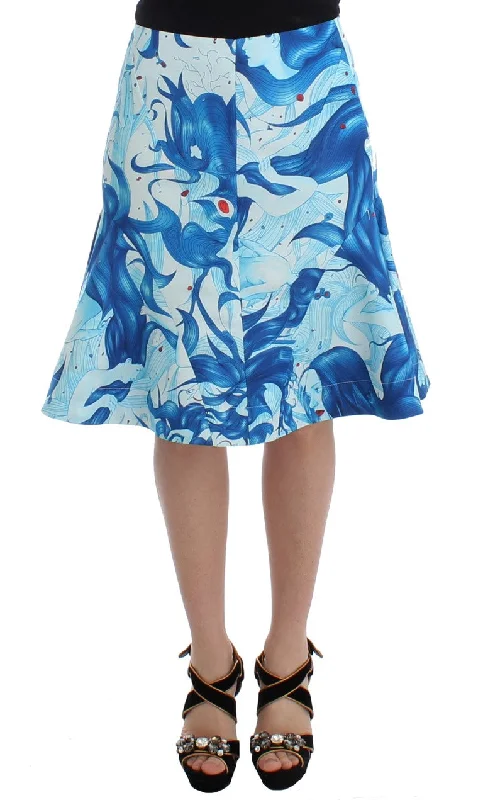 Plus-Size Women's Garments Koonhor Elegant Fresco-Print Knee-Length Women's Skirt