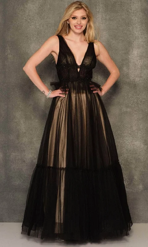 Unique Women's Fashion Pieces Dave & Johnny 11026 - Sleeveless Sheer Tulle Ballgown