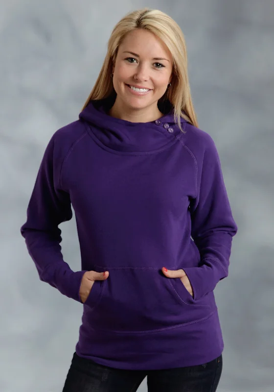 Women's Casual Wear Clothes Ouray Womens Purple 100% Cotton USA Asymmetric Hoodie