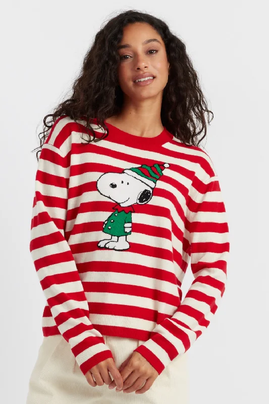 Women's Plus-Size Clothes Red  Wool-Cashmere Snoopy Christmas Elf Sweater