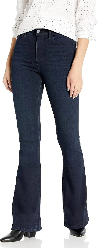 Women's Activewear Outfit High Rise Nighthawk Demi Boot Flare Jeans In Dark Wash Denim