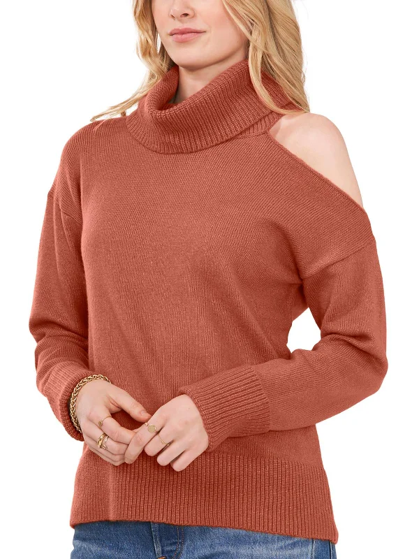 Women's Comfy Attire For Lounging Womens Cold Shoulder Long Sleeve Turtleneck Sweater