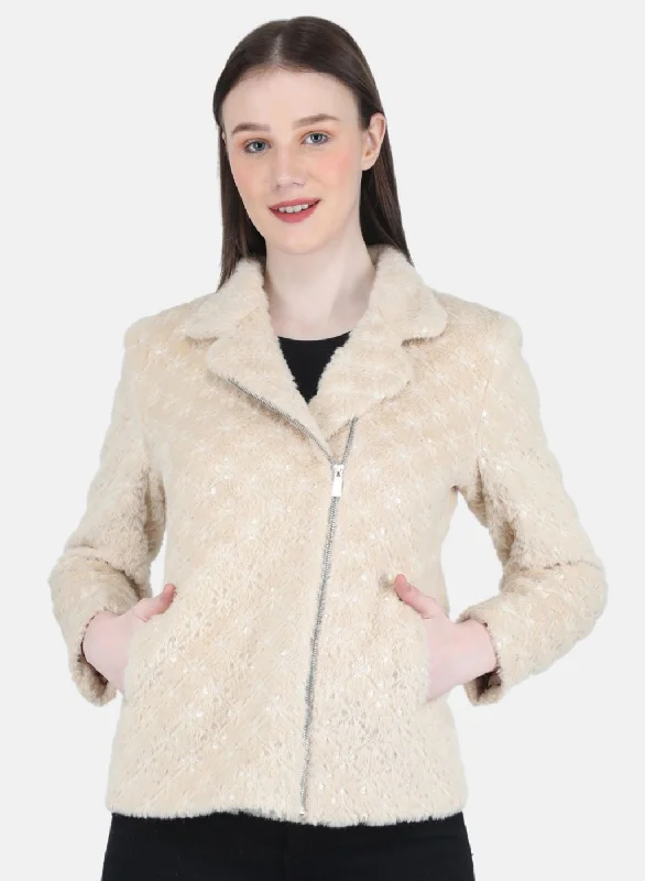 Modern Women's Wardrobe Essentials Women Beige Embroidered Coat