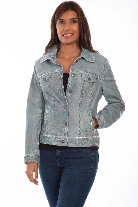 Comfy Women's Outfits for Daily Wear Scully Womens Denim Leather Classic Jean Jacket