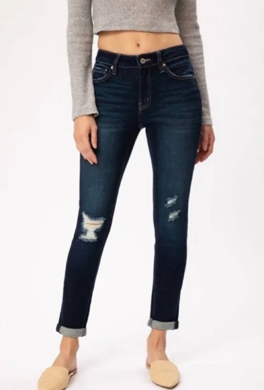 Sale On Clothing Distressed Mid Rise Jean In Dark Wash