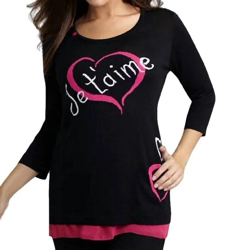 Women's Trendy Clothes Je'taime Sweater In Blackfuchsia