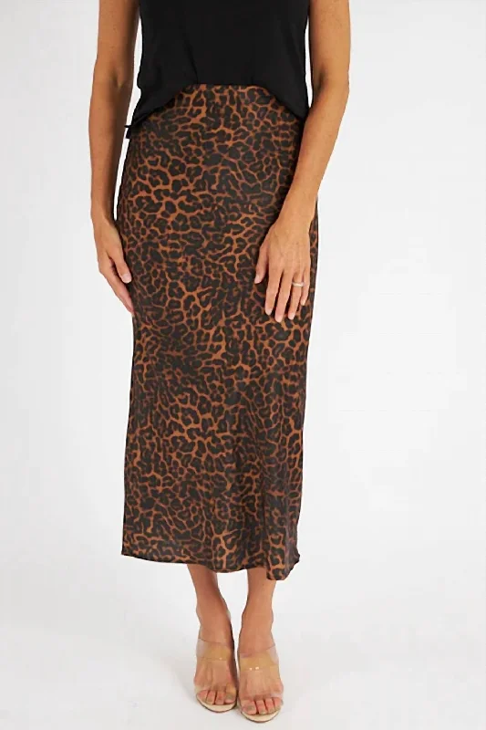 Casual Outfit For Women Athena Sateen Animal Slip Skirt In Leopard