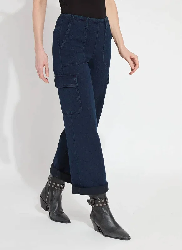 Vintage-Inspired Garments Scout Cuffed Cargo Jeans In Indigo