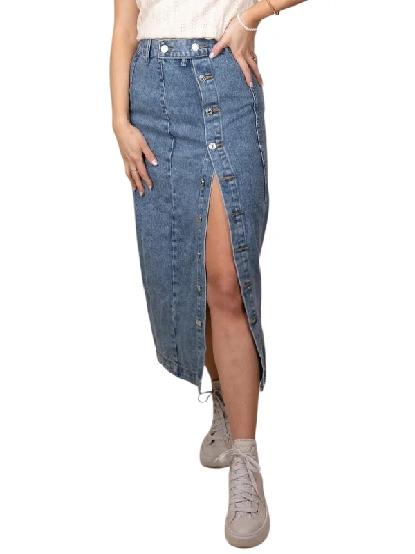 Classic Women's Clothing Styles Taylor Denim Midi Skirt In Dark Wash