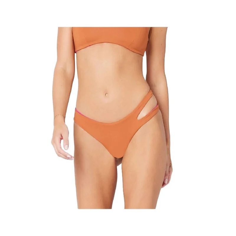 Women's Fashion Clothes Solid Reversible Breakers Bikini Bottom In Amber-Bougainvillea