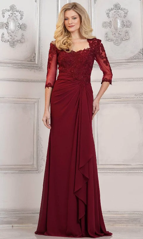 Women's Clothing And Garments Sets Rina di Montella RD3132 - Beaded Lace Sheath Formal Gown