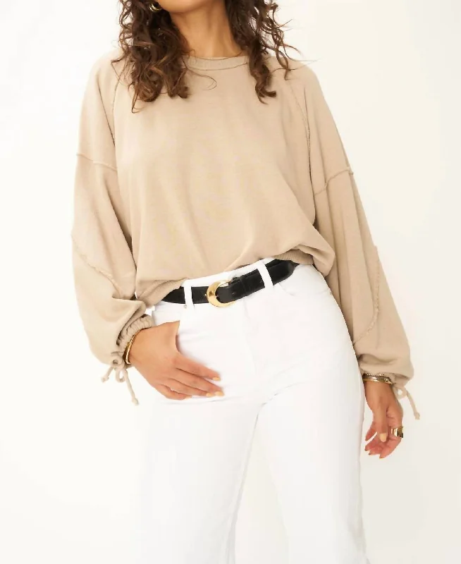 Women's Professional Attire Idris Tie Sleeve Sweatshirt In Beige