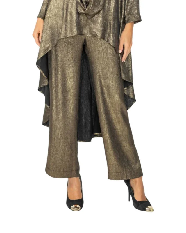 Women's Resort Garments Flowy Pants In Black/gold