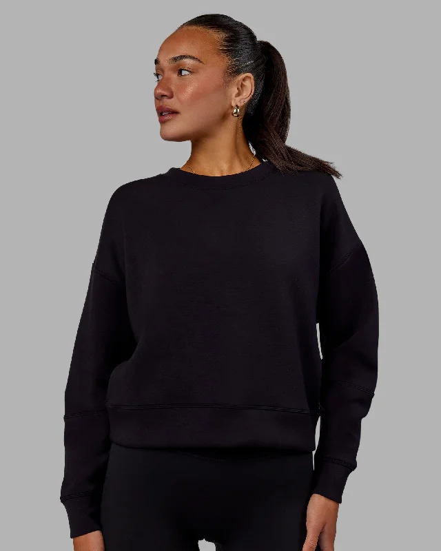 Women's Clothing With Trendy Designs Elevate SoftTouch Crew Neck Sweater - Black-Black