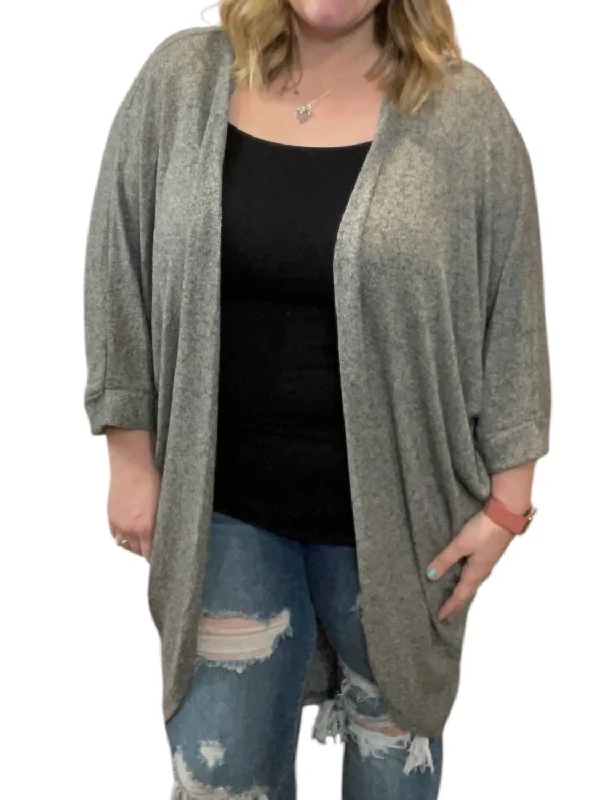 Casual Dresses for Women Long Rounded Hem Cardigan In Grey