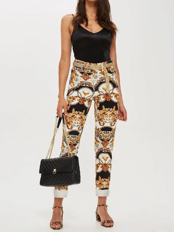 Sale On Sale High Rise Leaf Chain Print Ankle Mom Jeans In Multicolor