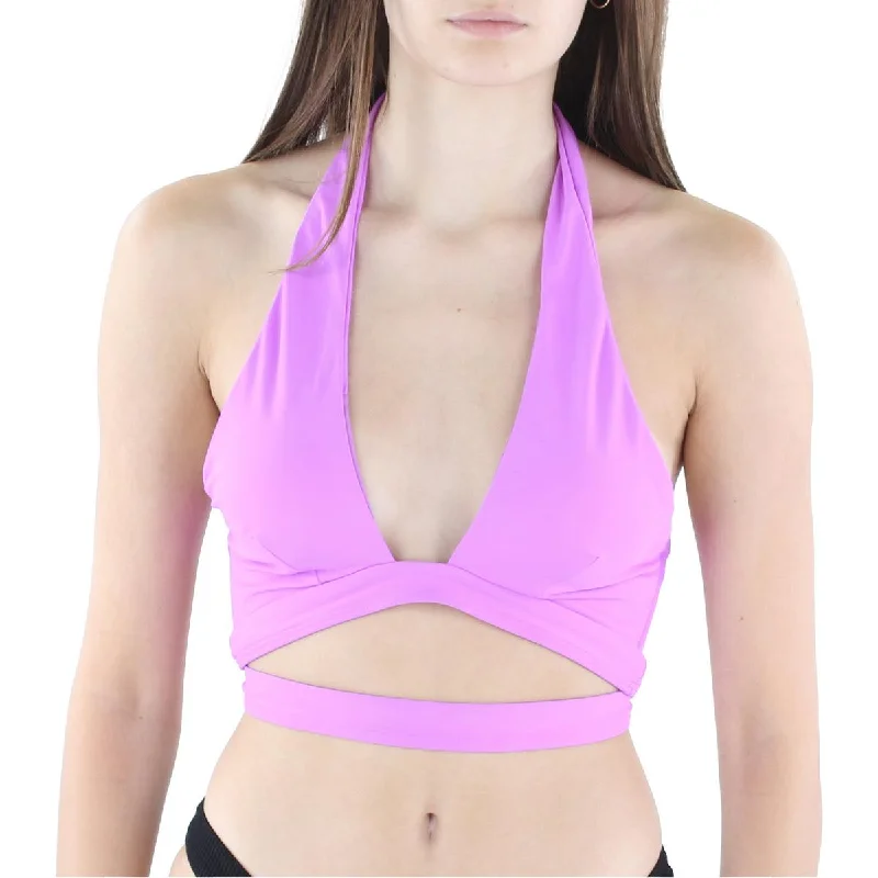 Affordable Women's Garments Womens Solid Halter Swim Top Separates