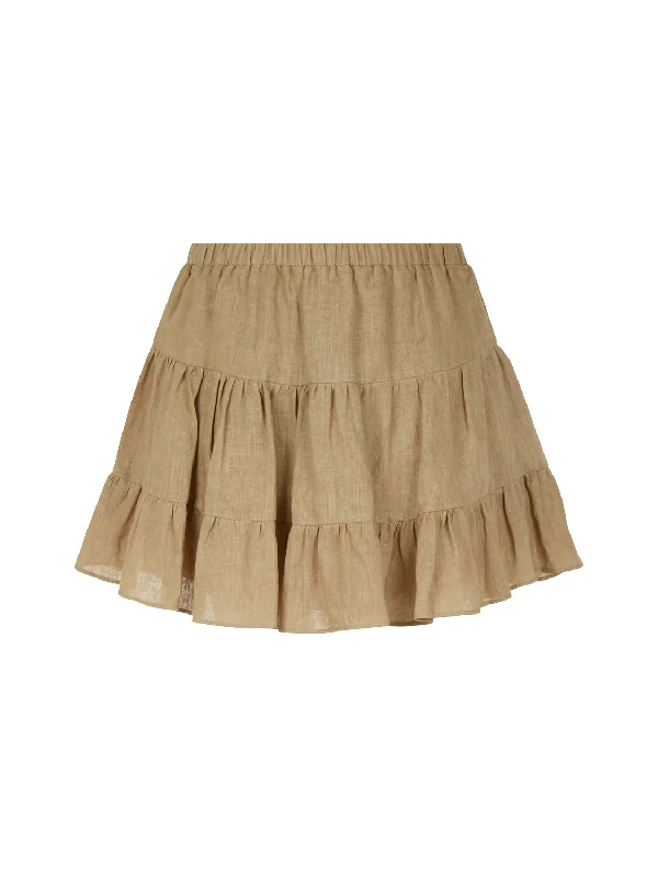 Women's Formal Clothes Tiered Mini Linen Skirt