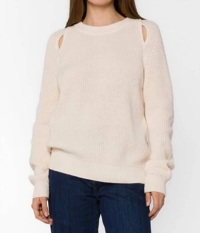 Comfy Women's Outfits for Daily Wear Roya Cutout Sweater In Natural