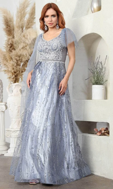 Women's Garments May Queen RQ8071 - Long Cape A-Line Prom Gown