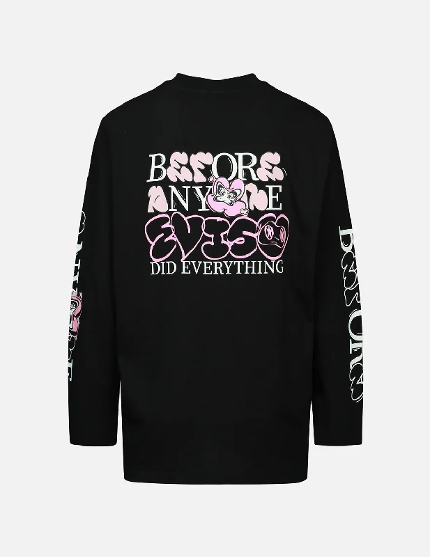 Women's Evening Clothes Graffiti Daruma Slogan Print Long-sleeve T-Shirt