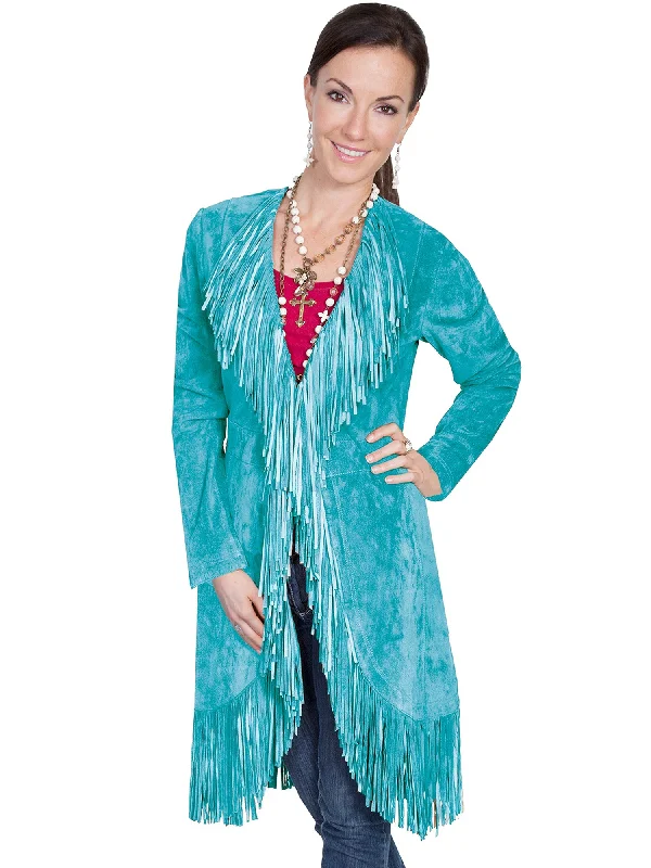 Clothes Sales Scully Womens Dark Turquoise Boar Suede Maxi Coat