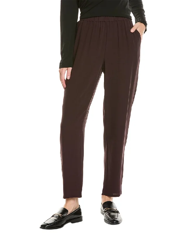 Tailored Clothing For Women EILEEN FISHER High Waisted Silk Tapered Ankle Pant