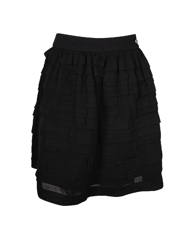 Early Bird Offer Chanel Multi-tiered Mini Skirt in Black Cotton