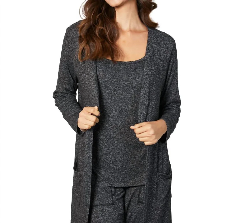 Women's Vintage-Inspired Outfit Pocket Duster Cardigan In Steel