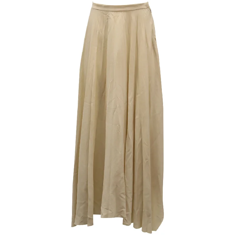 End Of Season Sale Clothing Helmut Lang Maxi Pleated Skirt in Nude Silk