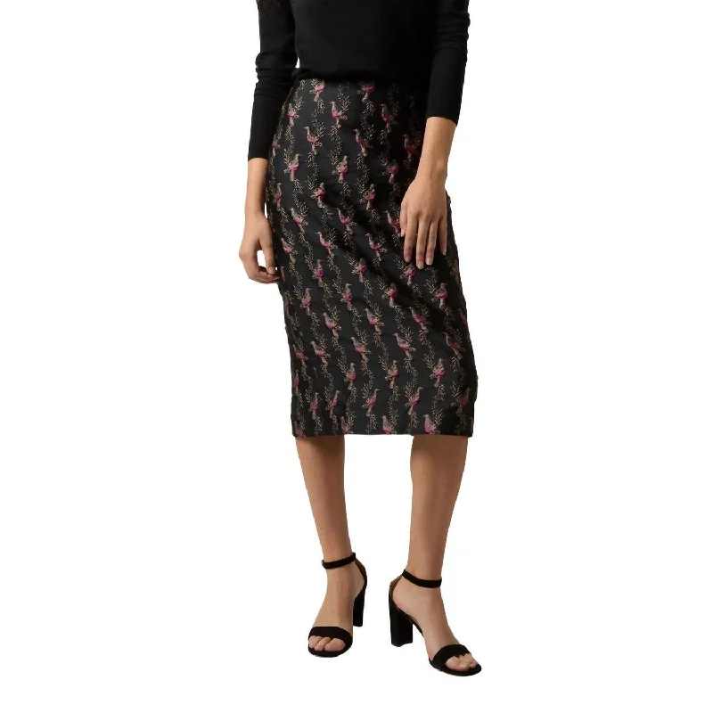 Women's Trendy Outfits Aurora Skirt In Black Magenta Hummingbird Matelassé