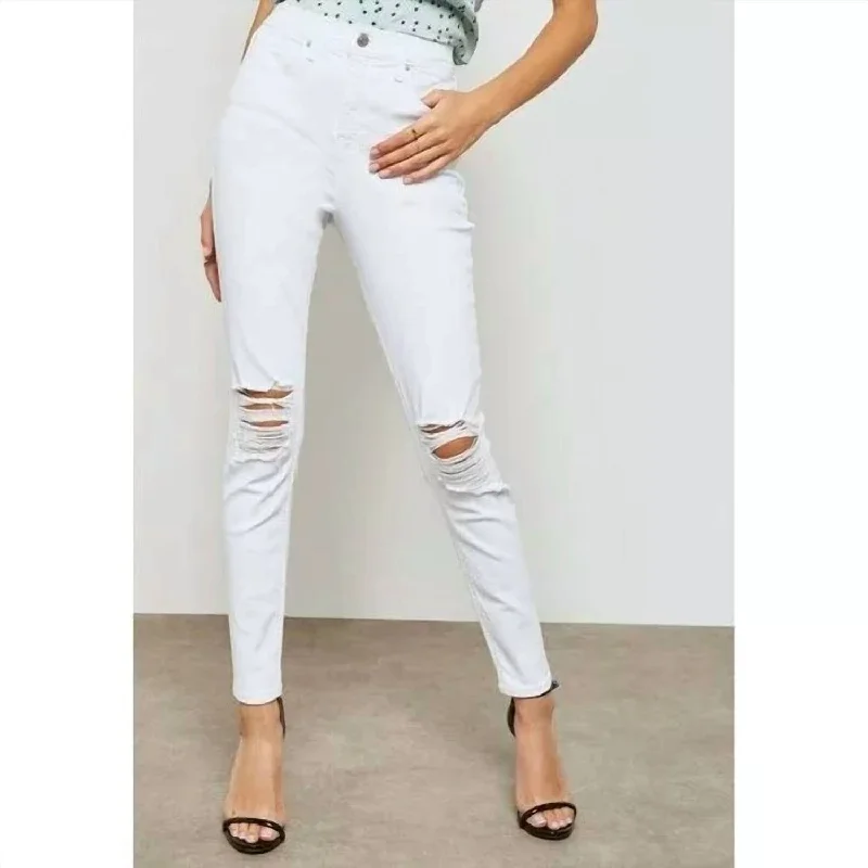 Sale Clothes Online High Rise Ripped Jamie Moto Skinny Jeans In White