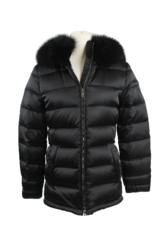 Women's High Street Fashion Quilted Down Puffer Coat W/ Fur Color