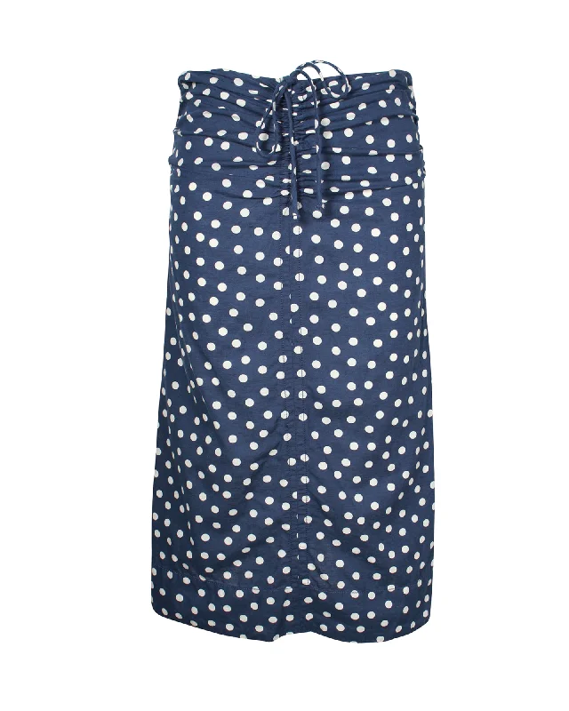 Affordable Women's Clothing Online A.P.C. Polka Dot Midi Skirt in Blue Cotton