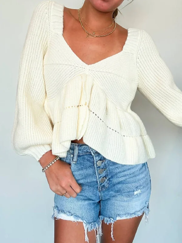 Comfortable Women's Apparel Madelyn Sweetheart Sweater Top In Cream