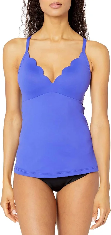 Affordable Fashion for Women Petal Edge Tankini Top In Reflex Blue