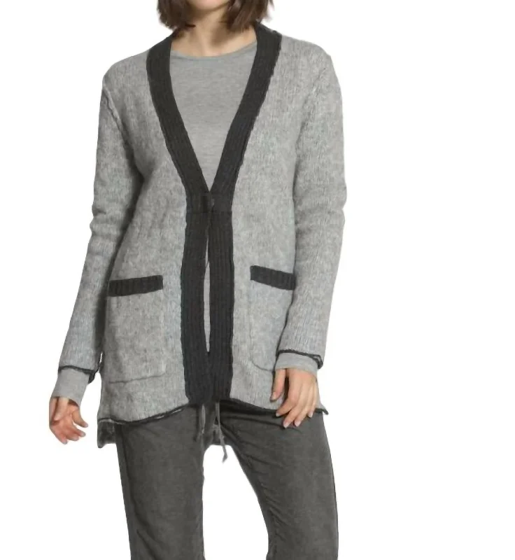 Women's Active Garments For Workouts Boucle Snap Cardigan In Grey/charcoal