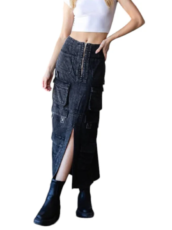 Women's Resort Garments Cargo Maxi Skirt In Black