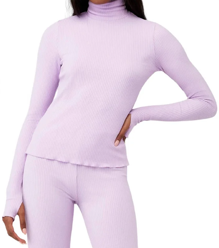 Women's Romantic Outfit Layer Up Top In Lilac Rib Knit