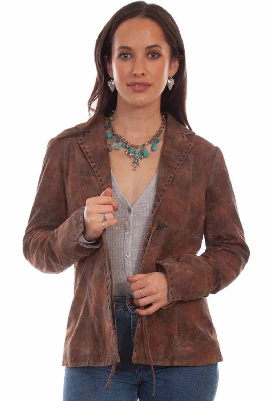 Plus Size Women's Fashion Scully Womens Marbled Soft Brown Leather Leather Jacket