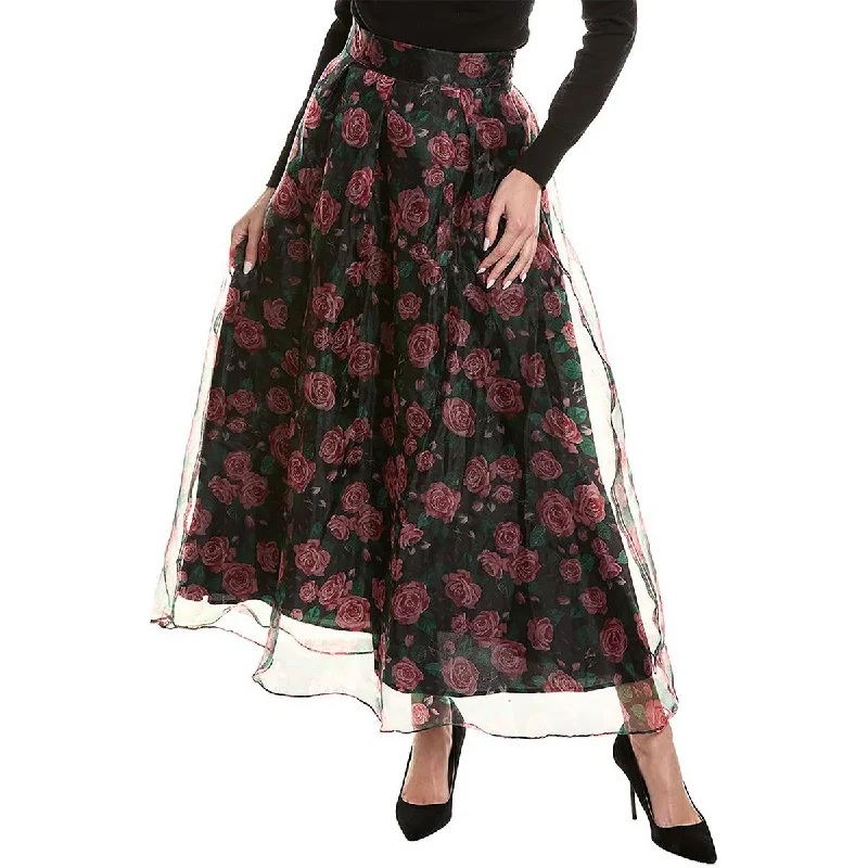 Casual Women's Clothing Online Womens Floral Print Organza Maxi Skirt